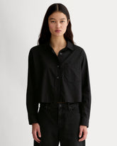 womens-silky-cttn-cropped-shirt-black | primary