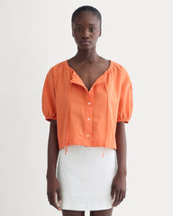 womens-gauze-button-up-soft-orange | primary