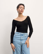 womens-merino-off-shoulder-sweater-top-black | primary