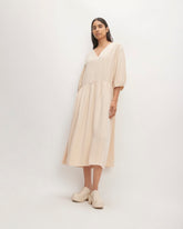 womens-tencel-puff-sleeve-dress-whisper-pink | primary