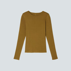 womens-supima-rib-long-sleeve-crew-tapenade | alt