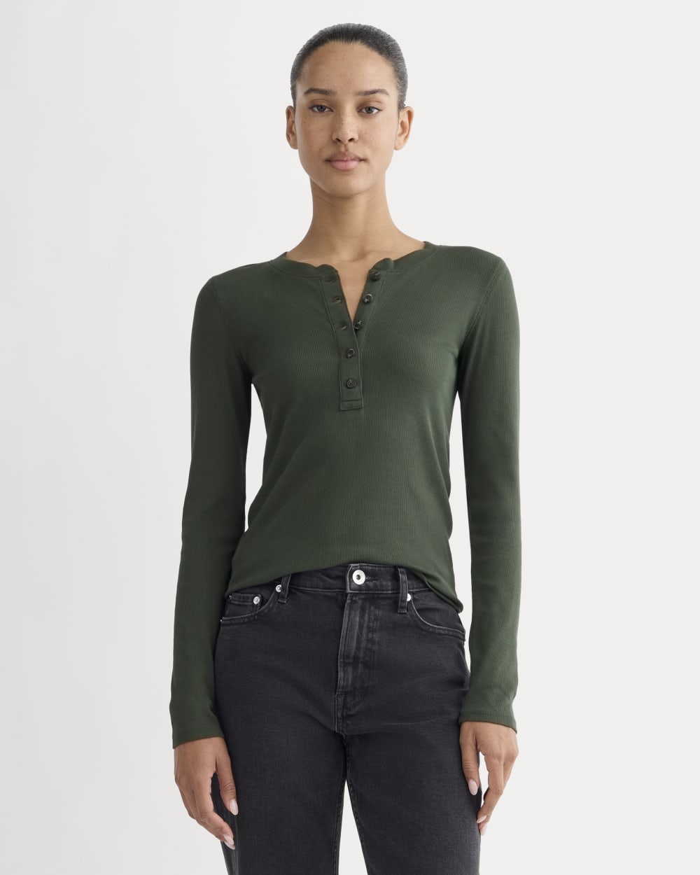 womens-luxe-rib-henley-dark-forest | primary