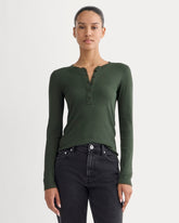 womens-luxe-rib-henley-dark-forest | primary