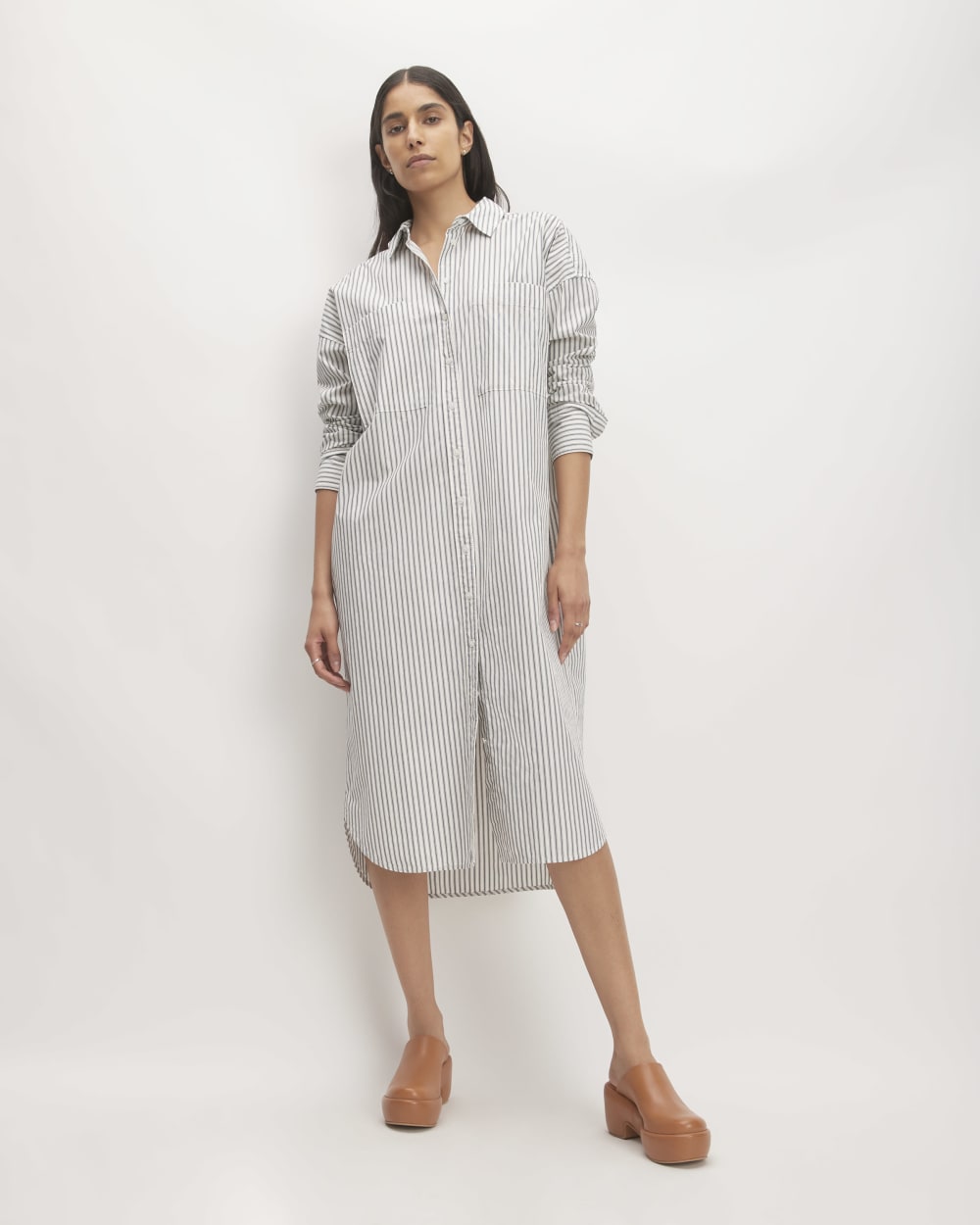 womens-midi-cotton-shirt-dress-bone-navy | primary