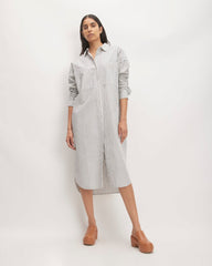 womens-midi-cotton-shirt-dress-bone-navy | primary