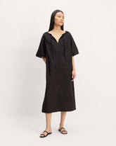 womens-supima-puff-sleeve-dress-black | primary