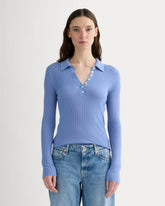 womens-ultrasoft-merino-ribbed-polo-bluebell | primary