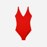 womens-v-neck-one-piece-red