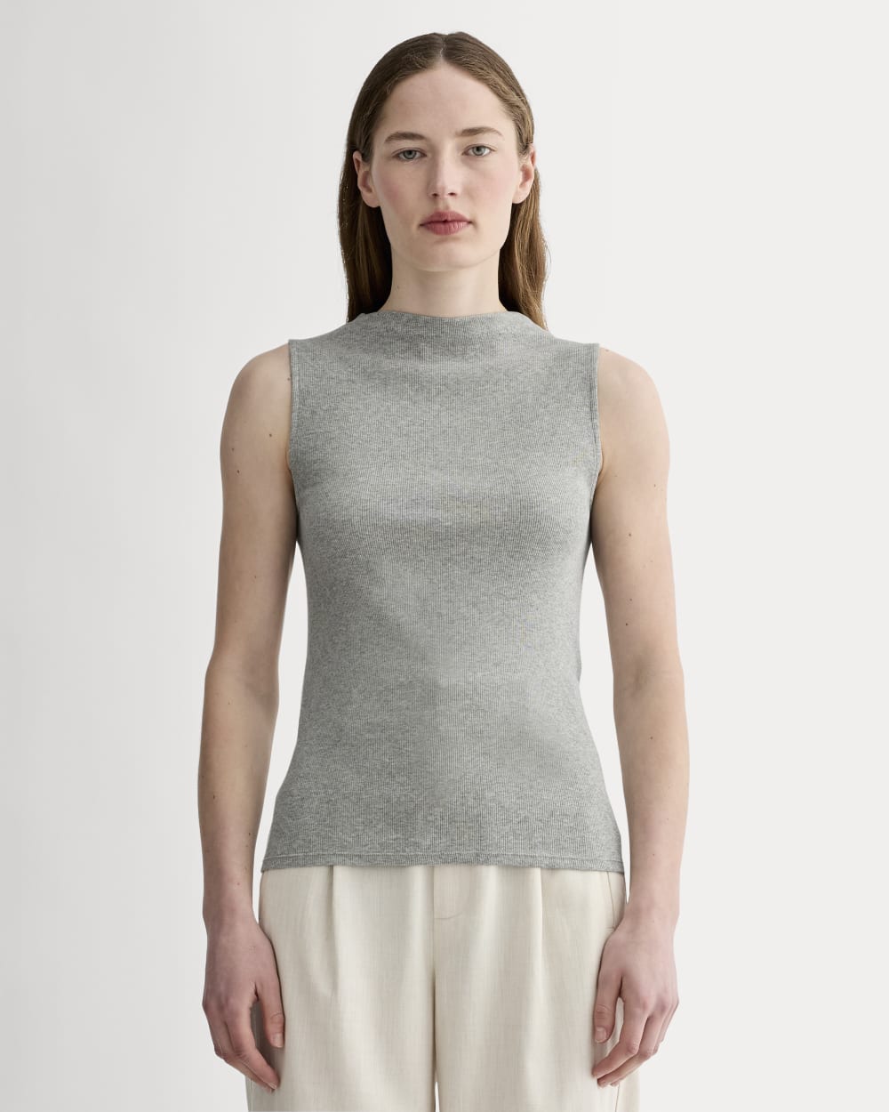 womens-supima-micro-rib-funnel-neck-tank-heathered-grey | primary