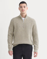 mens-felted-merino-half-zip-sweater-heather-gravel-donegal | primary