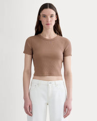 womens-cropped-short-sleeve-rib-tee-mocha | primary