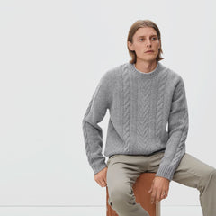 mens-felted-merino-cable-knit-crew-hthr-mid-grey | alt