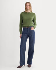 womens-cashmere-slim-crew-sweater-forest-green