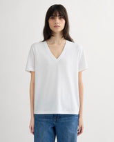 womens-slouchy-v-tee-cotton-linen-white | primary