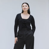 womens-cotton-merino-front-tie-top-black | primary