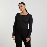 womens-cropped-pima-rib-ls-crew-black | primary
