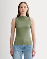 womens-supima-micro-rib-funnel-neck-tank-sagebrush | primary