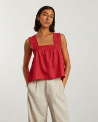 womens-smocked-linen-cami-goji-berry