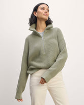 womens-cotton-half-zip-sweater-sage-green | primary