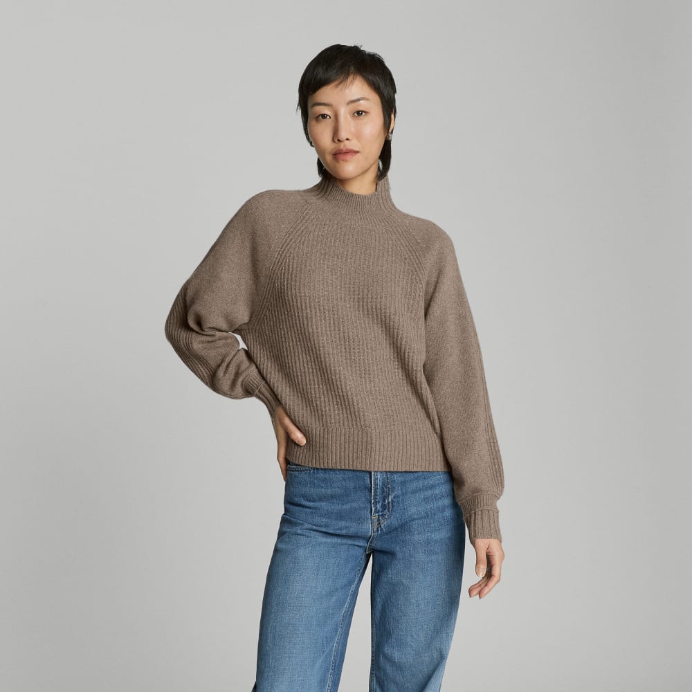 womens-recashmere-ribbed-turtleneck-heathered-taupe-grey | primary