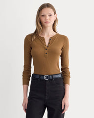 womens-luxe-rib-henley-toffee | primary