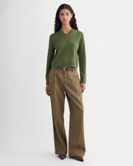womens-cashmere-cropped-high-v-sweater-forest-green