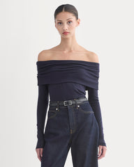 womens-off-shoulder-top-butterluxe-deep-navy | primary