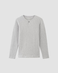 mens-waffle-long-sleeve-henley-light-grey-donegal | alt