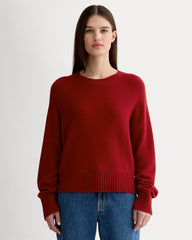 womens-cashmere-boxy-crew-sweater-berry-red | primary
