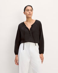 womens-tencel-gathered-shirt-black | primary