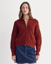 womens-full-zip-sweater-everyday-cotton-merlot | primary