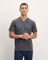mens-essential-organic-v-tee-uniform-heather-deep-navy | primary