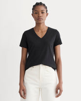 womens-organic-cotton-slim-v-neck-tee-black | primary