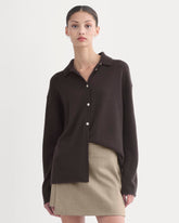 womens-cashmere-button-up-shirt-dark-chocolate | primary