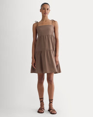 womens-gauze-mini-tiered-dress-mocha | primary