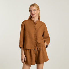womens-linen-billow-blouse-tawny-brown | primary
