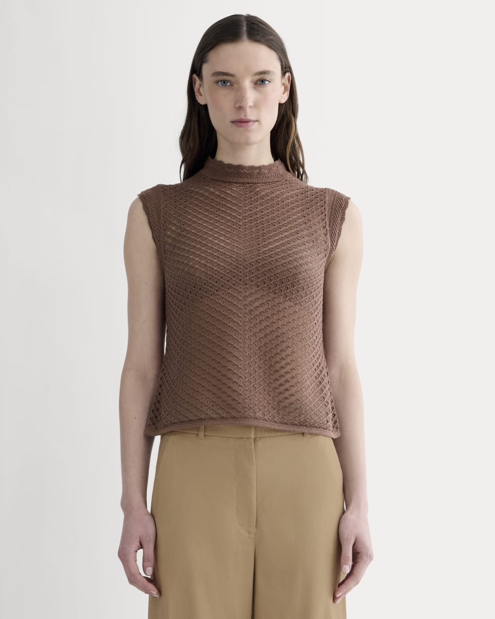 womens-lace-knit-tank-mocha | primary