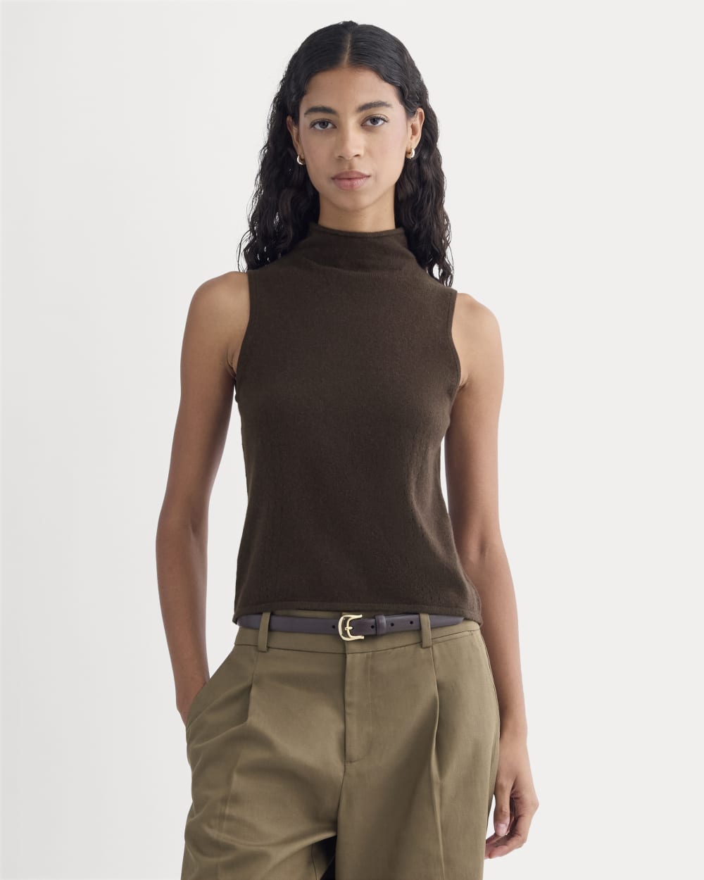 womens-cashmere-funnel-neck-tank-dark-chocolate | primary
