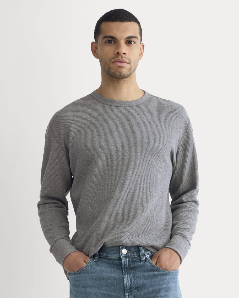 mens-thermal-cozy-waffle-crew-heather-charcoal | primary
