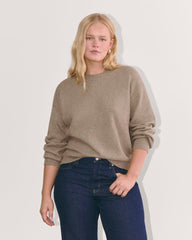 womens-luxe-cotton-cocoon-crew-sweater-heather-taupe | primary