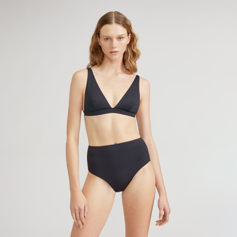womens-renew-plunge-triangle-bikini-top-black | primary