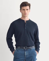 mens-thermal-cozy-waffle-henley-navy | primary