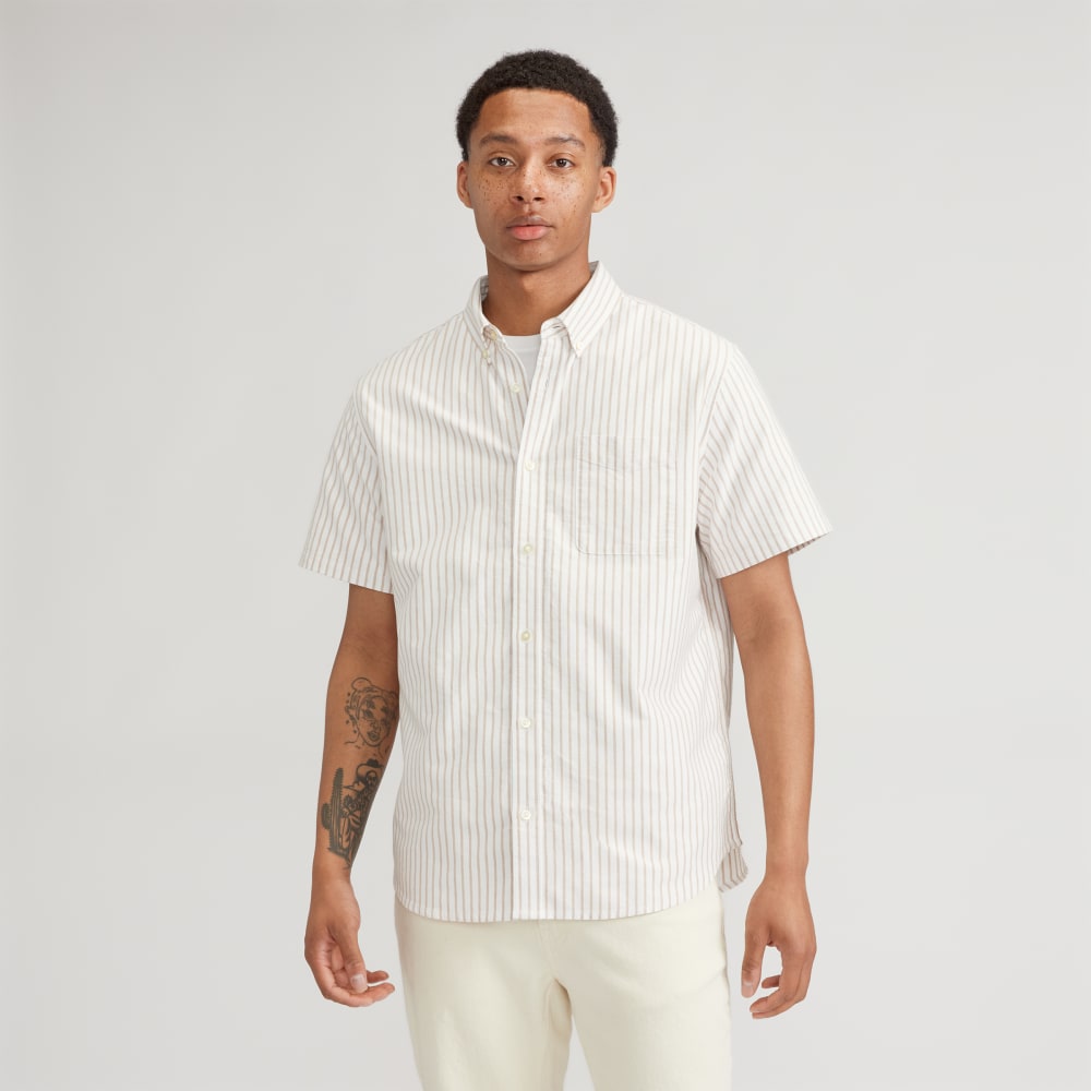 mens-organic-short-sleeve-oxford-shirt-sahara-off-white | primary