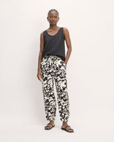 womens-linen-pull-on-barrel-pant-black-bone-floral | primary