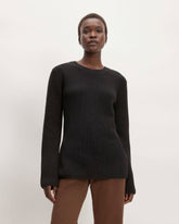 womens-organic-cotton-slim-crew-sweater-black | primary