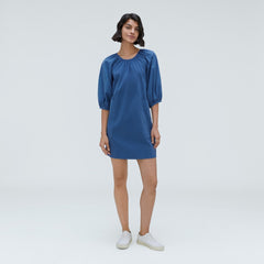 womens-seersucker-puff-sleeve-dress-deep-blue