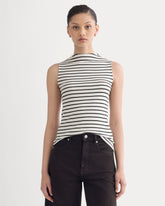 womens-supima-micro-rib-funnel-neck-tank-bone-black | primary