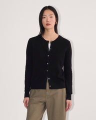 womens-cashmere-classic-crew-cardigan-black | primary