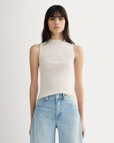 womens-luxe-supima-micro-rib-funnel-neck-tank-heathered-oat | primary