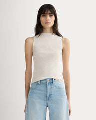 womens-luxe-supima-micro-rib-funnel-neck-tank-heathered-oat | primary